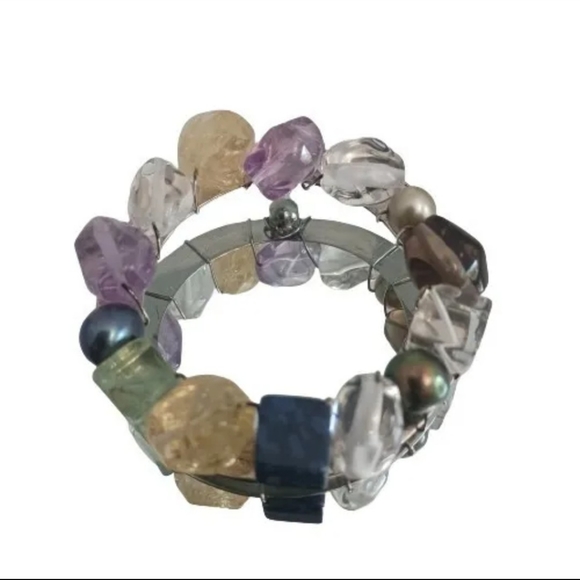 Tracey Mayer Genuine Gemstones Crystals Pearls Pendant Sterling Silver Jewelry - Picture 2 of 4